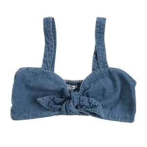 American Eagle Outfitters Denim Crop Top With Front Tie